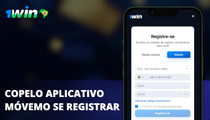 1win Copelo app móvemo se registrar