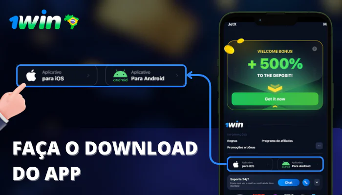 Etapa 1 apostas Faça o download do app na App Store ou na Google Play Store