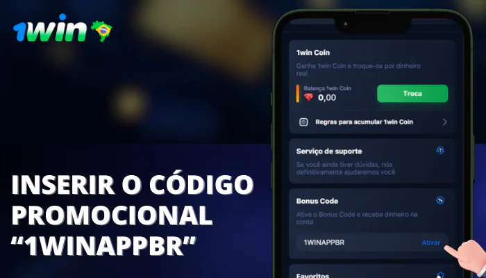 Etapa 4 bônus de boas-vindas Ao fazer o depósito, não se esqueça de inserir o código promocional “1WINAPPBR”